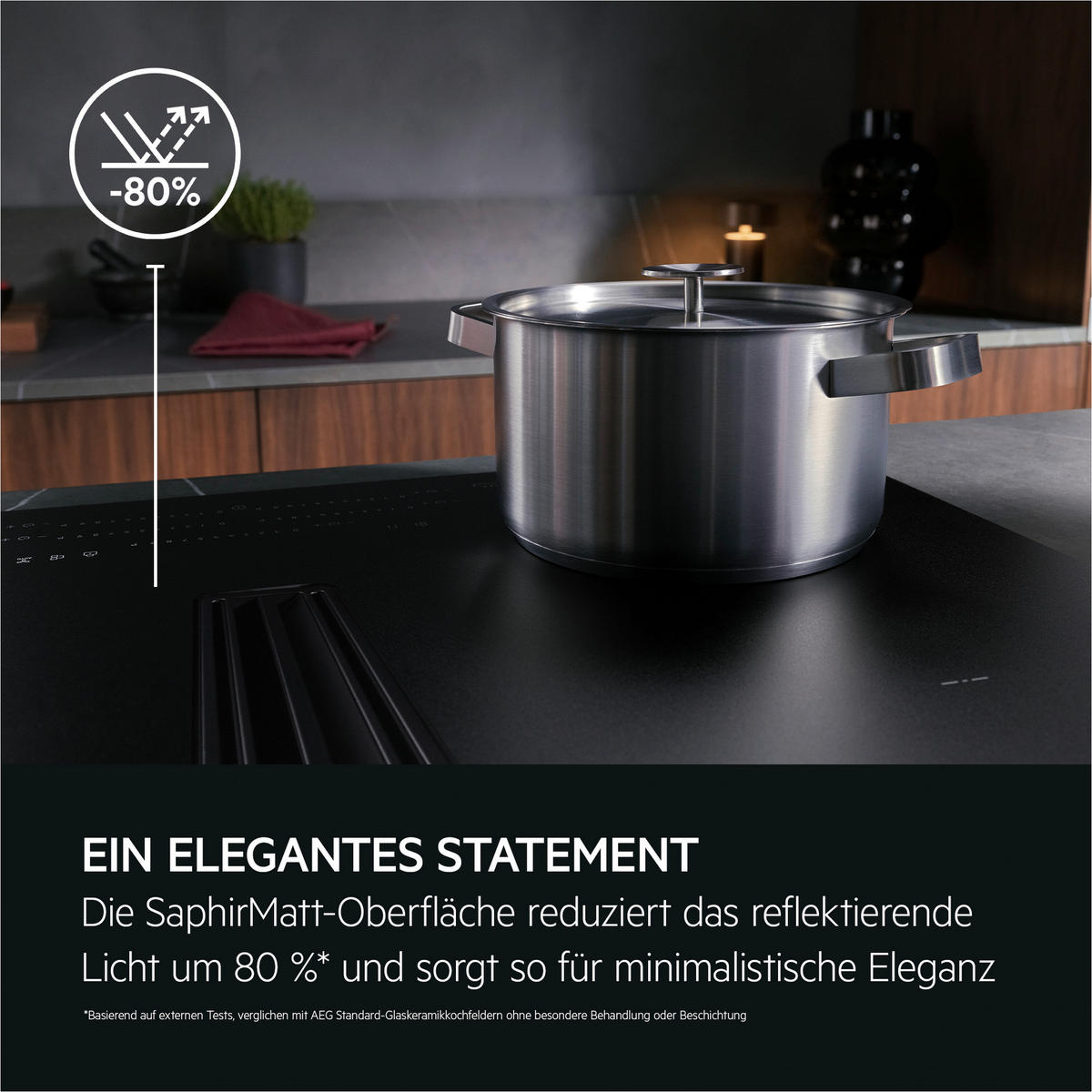 KOCHFELD-DUNSTABZUG-KOMBI XCD6847CS  - Schwarz, Basics, Glas (80/21,2/51,0cm) - AEG