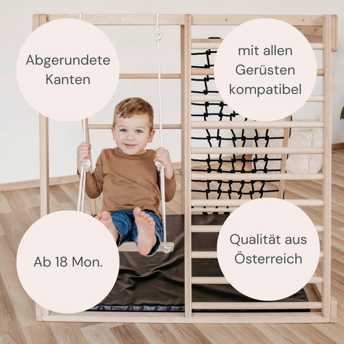 KLETTERGERÜST - Schwarz/Weiß, Basics, Holz (113/115/110cm) - CLIFF