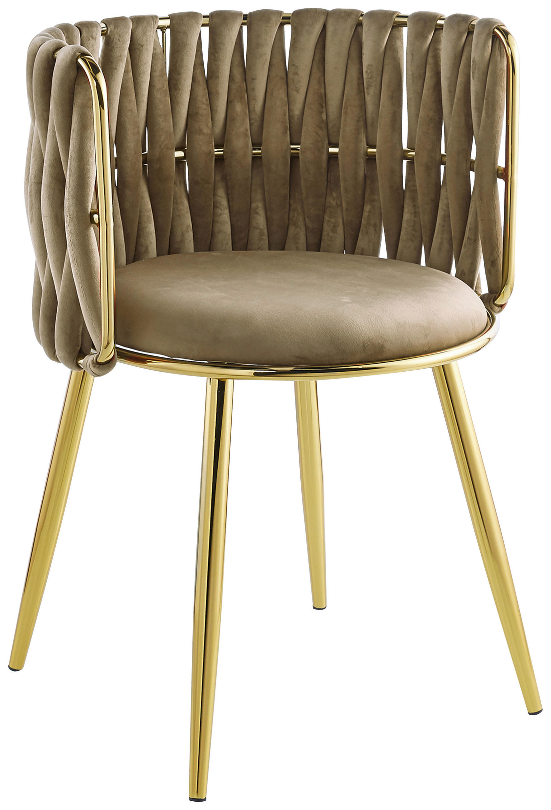 ARMLEHNSTUHL-SET 2 Stück  in Samt  - Beige/Goldfarben, MODERN, Textil/Metall (57/80/53cm) - Kayoom