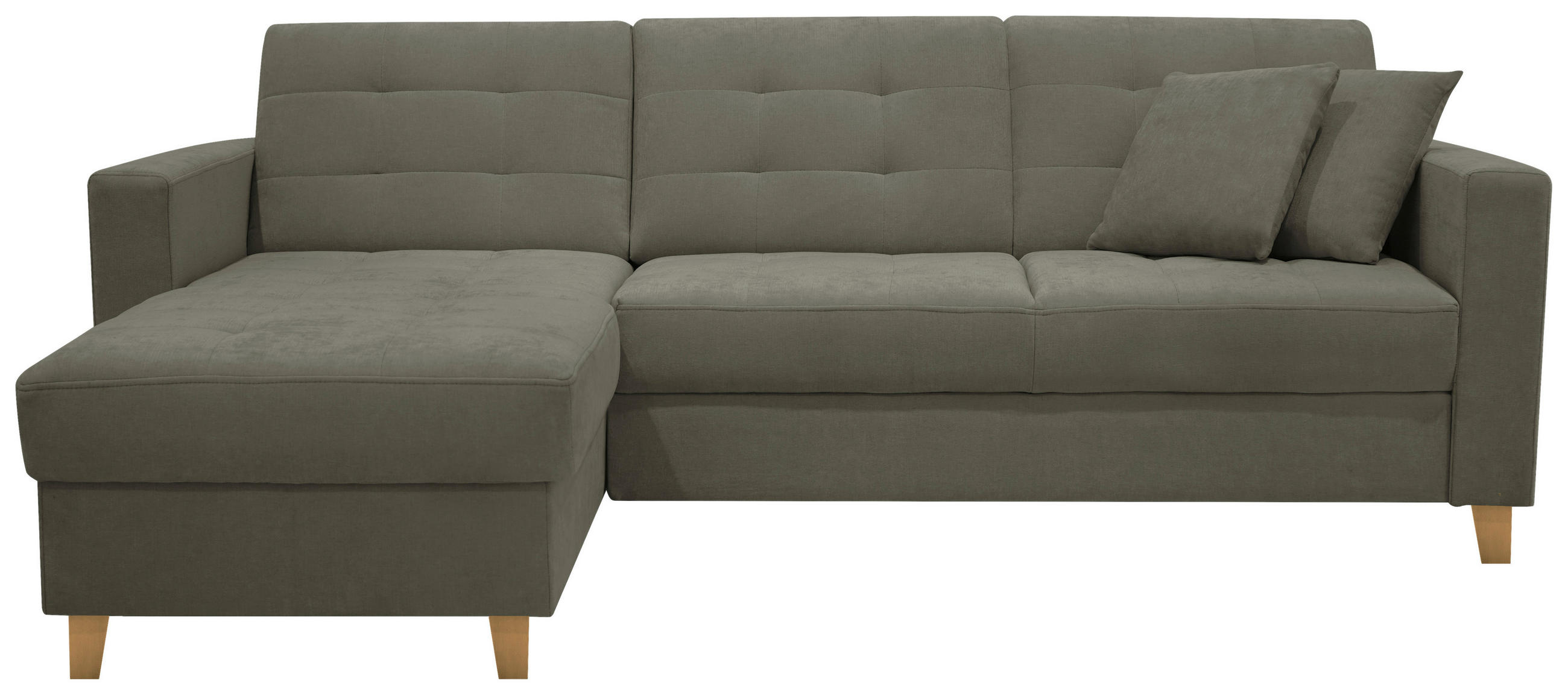 ECKSOFA Grün Chenille Zierkissen, Bettkasten  - Naturfarben/Grün, Design, Holz/Textil (160/231cm) - Livetastic
