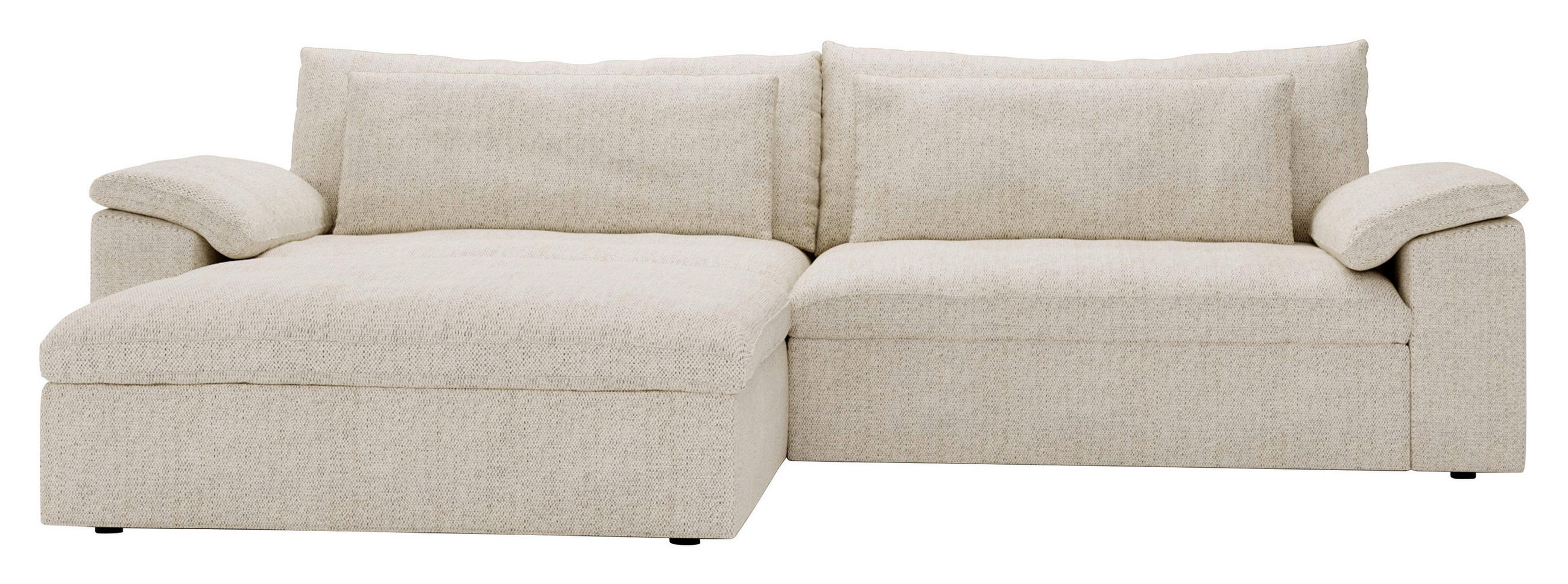 ECKSOFA Webstoff Beige  - Beige/Schwarz, Modern, Kunststoff/Textil (198/306cm) - Carryhome