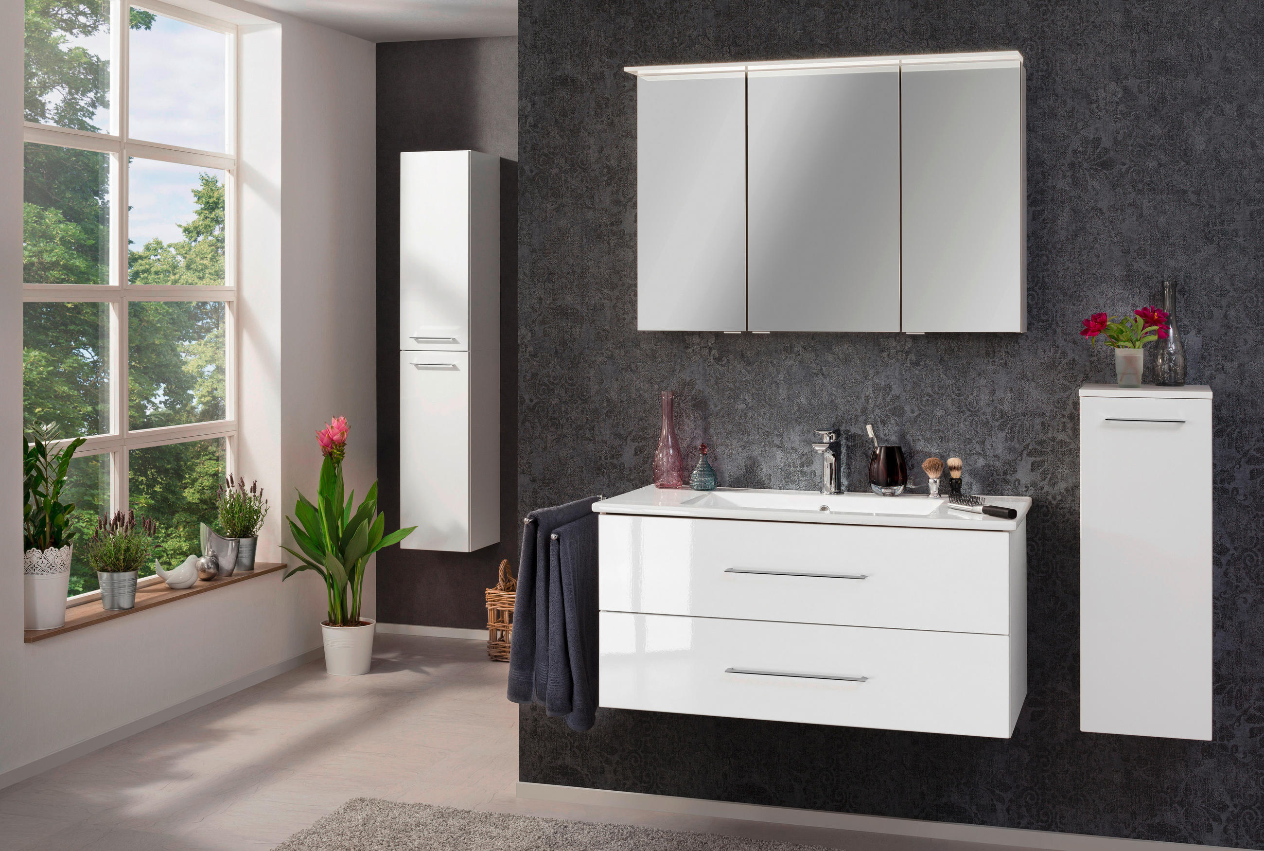SPIEGELSCHRANK 100/69,5/23,5 cm - Silberfarben/Weiß, MODERN, Glas/Holzwerkstoff (100/69,5/23,5cm) - MID.YOU