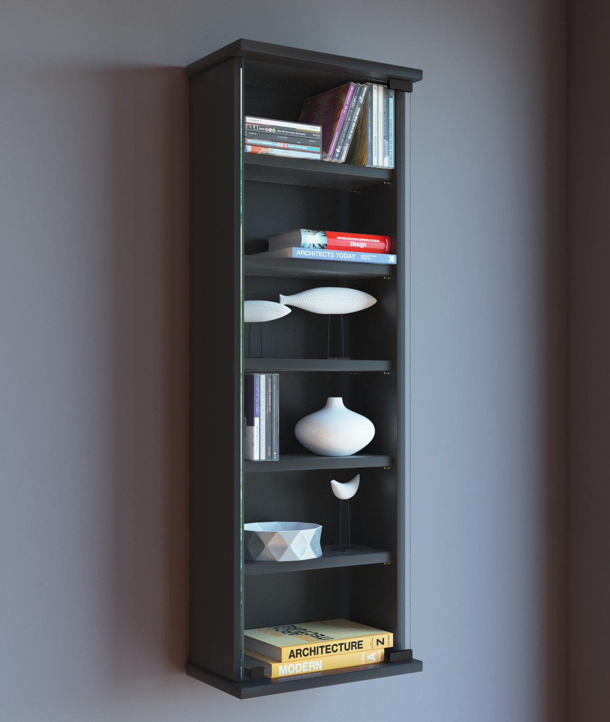 CD-REGAL - Schwarz, Konventionell, Glas/Holzwerkstoff (31/91,5/18cm) - MID.YOU