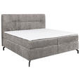 BOXSPRINGBETT 180/200 cm,  in Grau, Topper, H3 + H4 = fest + sehr fest  - Schwarz/Grau, Design, Textil/Metall (180/200cm) - Esposa