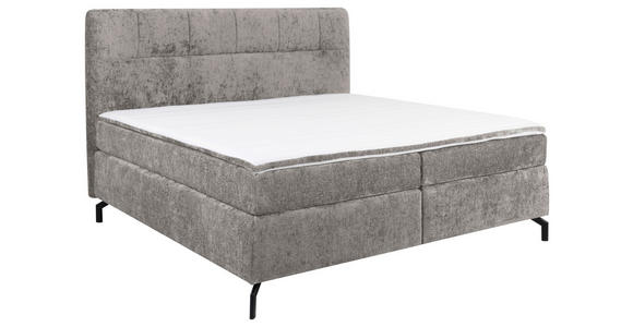 BOXSPRINGBETT 180/200 cm,  in Grau, Topper, H3 + H4 = fest + sehr fest  - Schwarz/Grau, Design, Textil/Metall (180/200cm) - Esposa