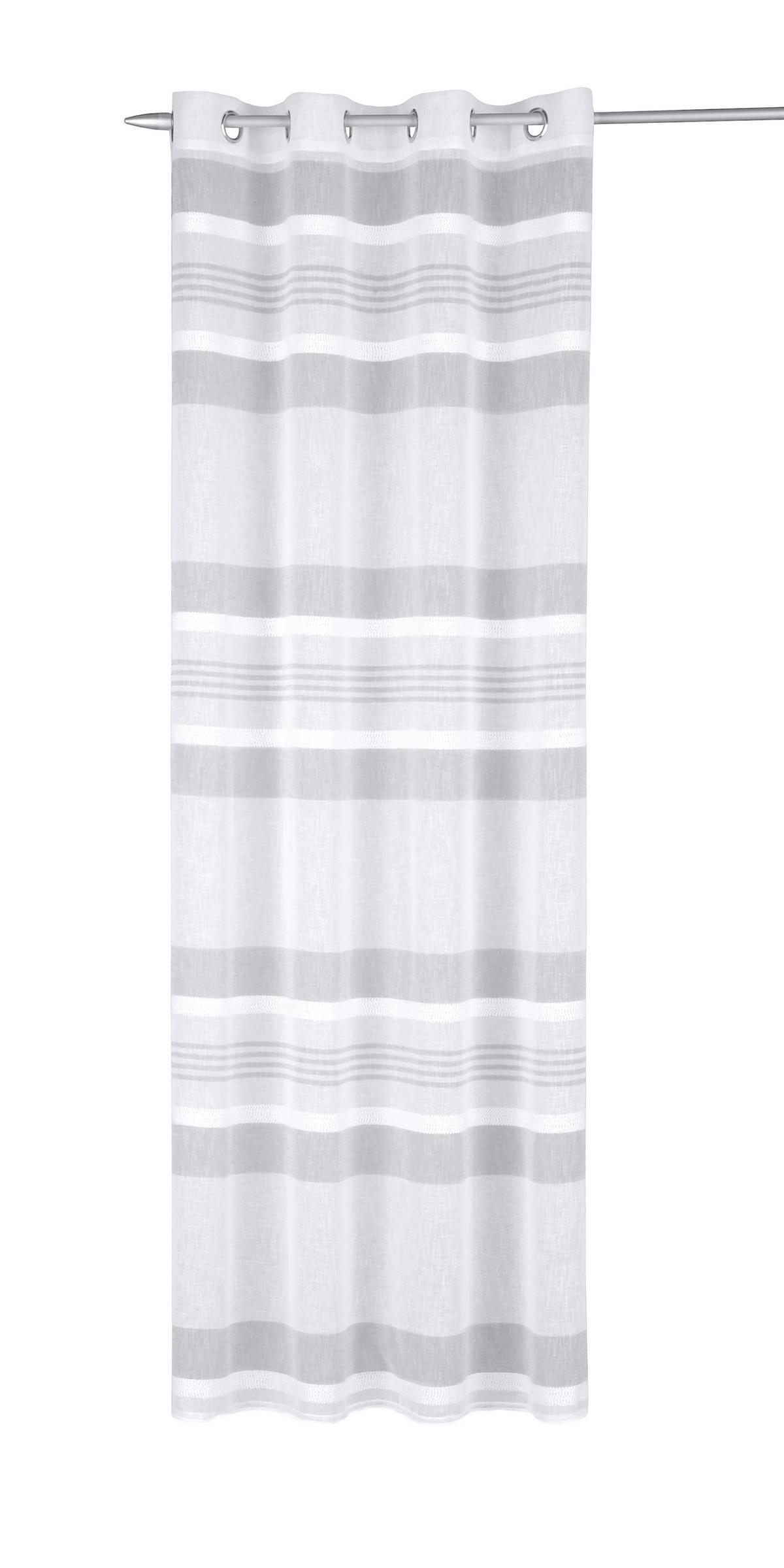 ÖSENVORHANG halbtransparent  - Creme/Grau, Basics, Textil (135/245cm)
