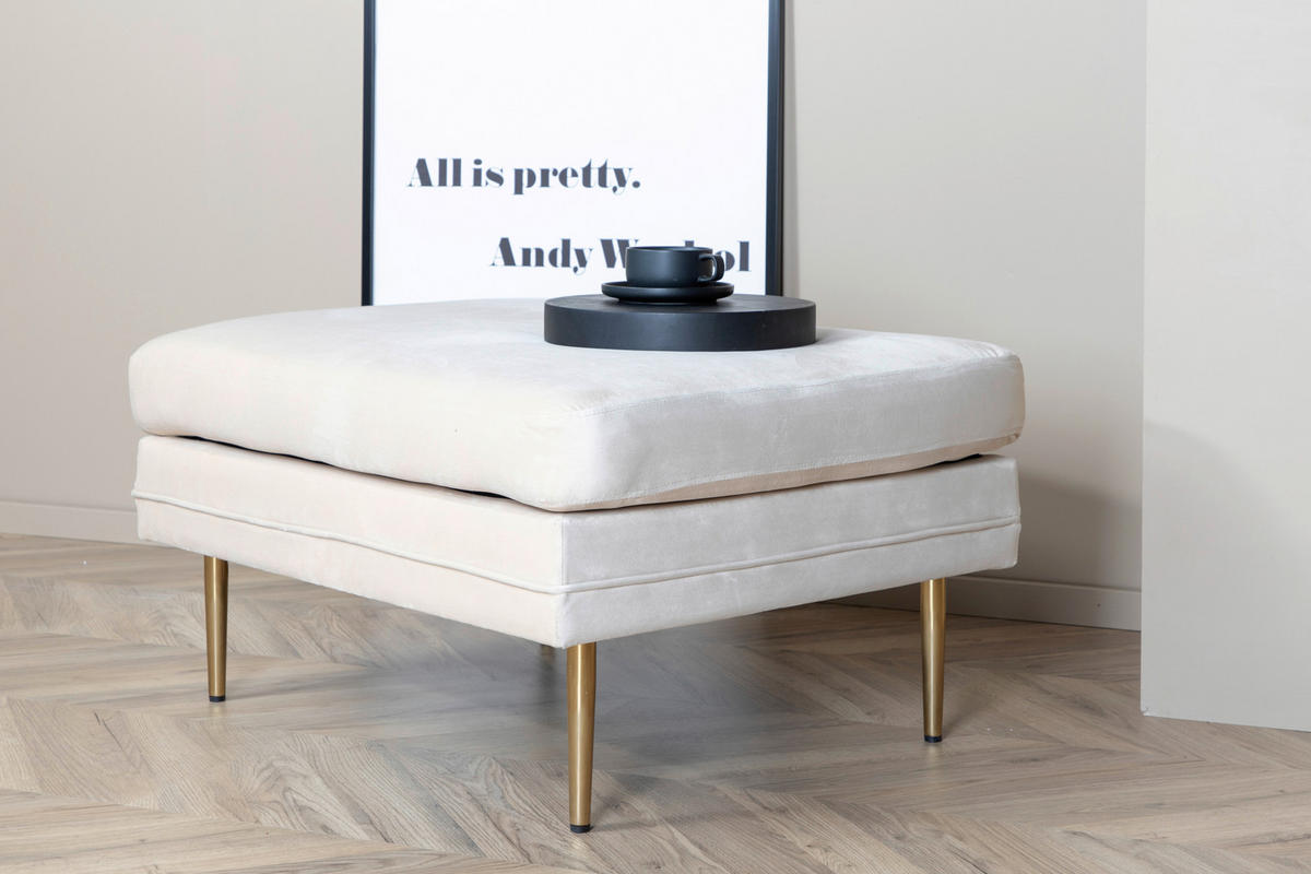 HOCKER in Metall, Textil, Kunststoff Goldfarben, Beige  - Beige/Goldfarben, Design, Kunststoff/Textil (90/49/70cm) - Livetastic