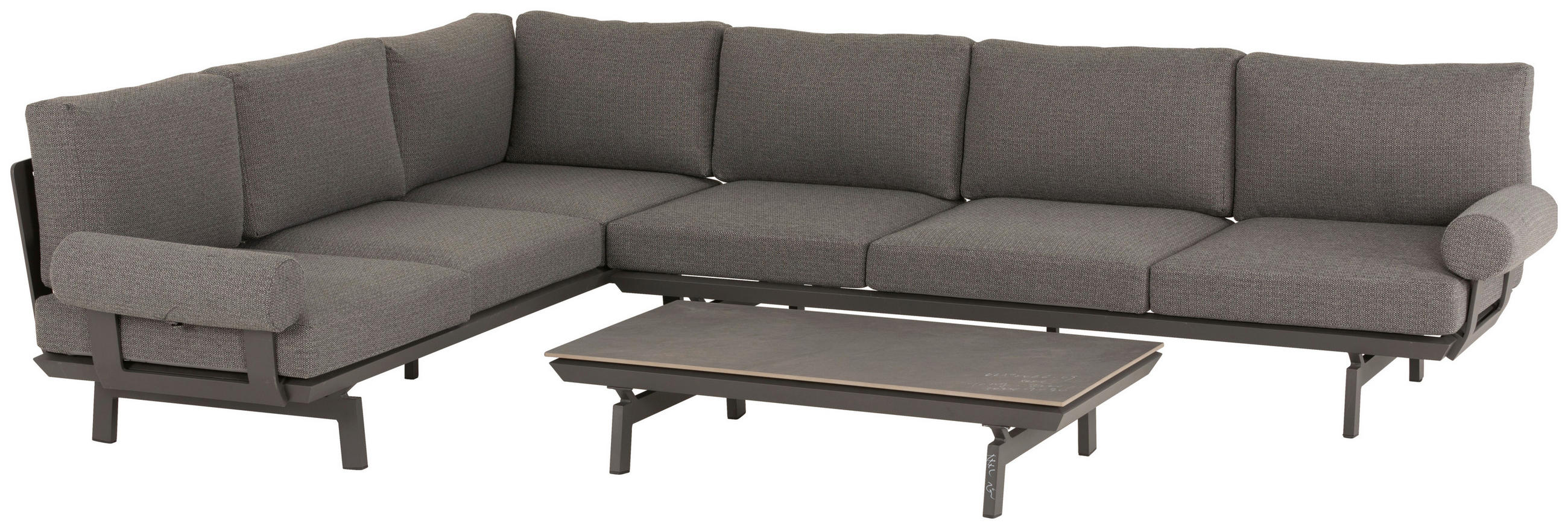 LOUNGE GARNITURA tkanina aluminij  - temno siva/antracit, Design, kovina/tekstil (235/305cm) - Amatio
