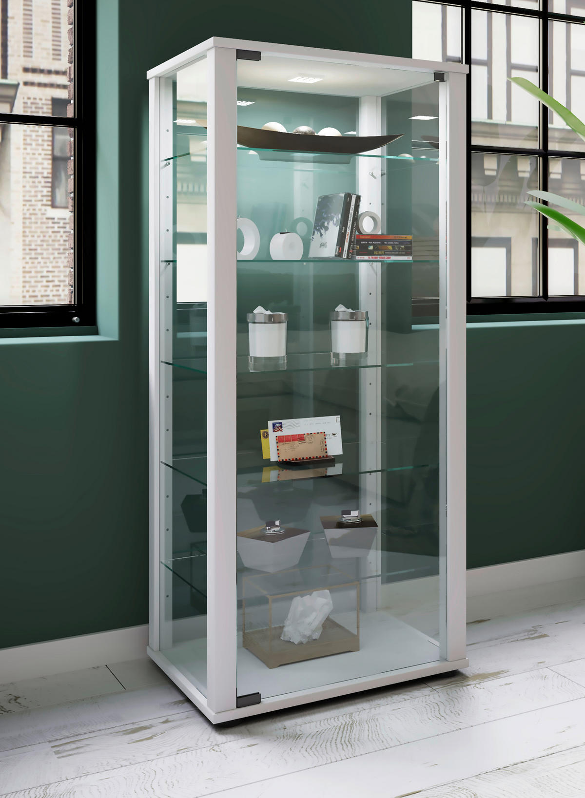 VITRINE in Weiß  - Schwarz/Weiß, MODERN, Glas/Holzwerkstoff (50/114,5/38cm) - MID.YOU