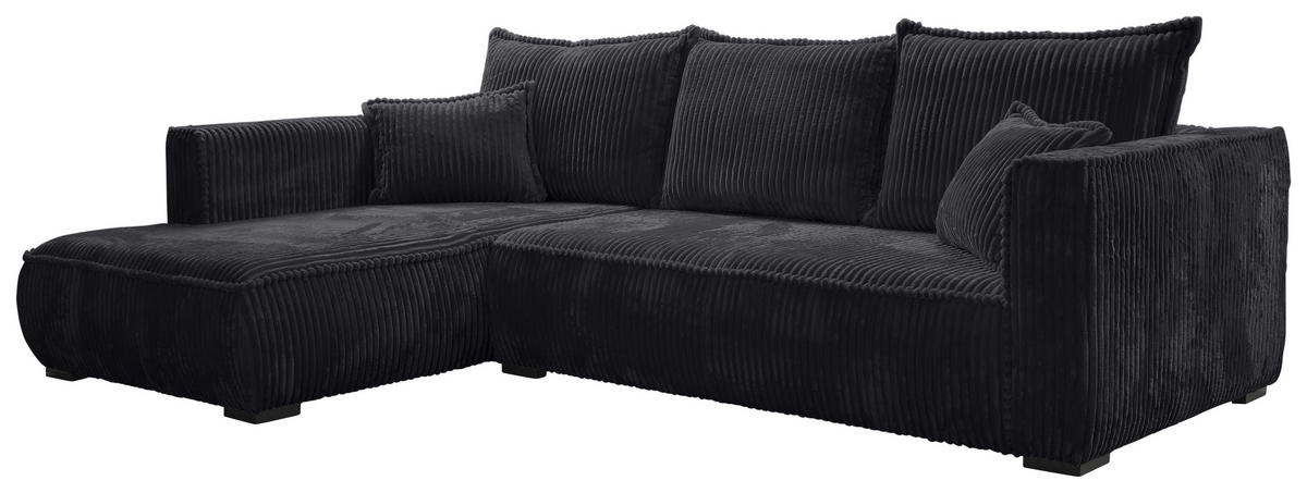 ECKSOFA in Cord Schwarz  208/322 cm  - Schwarz, MODERN, Holz/Textil (208/322cm) - Carryhome