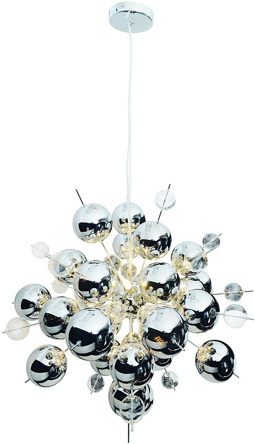 HÄNGELEUCHTE EXPLOSION 65/150 cm   - Klar/Chromfarben, Design, Glas/Metall (65/150cm) - Näve
