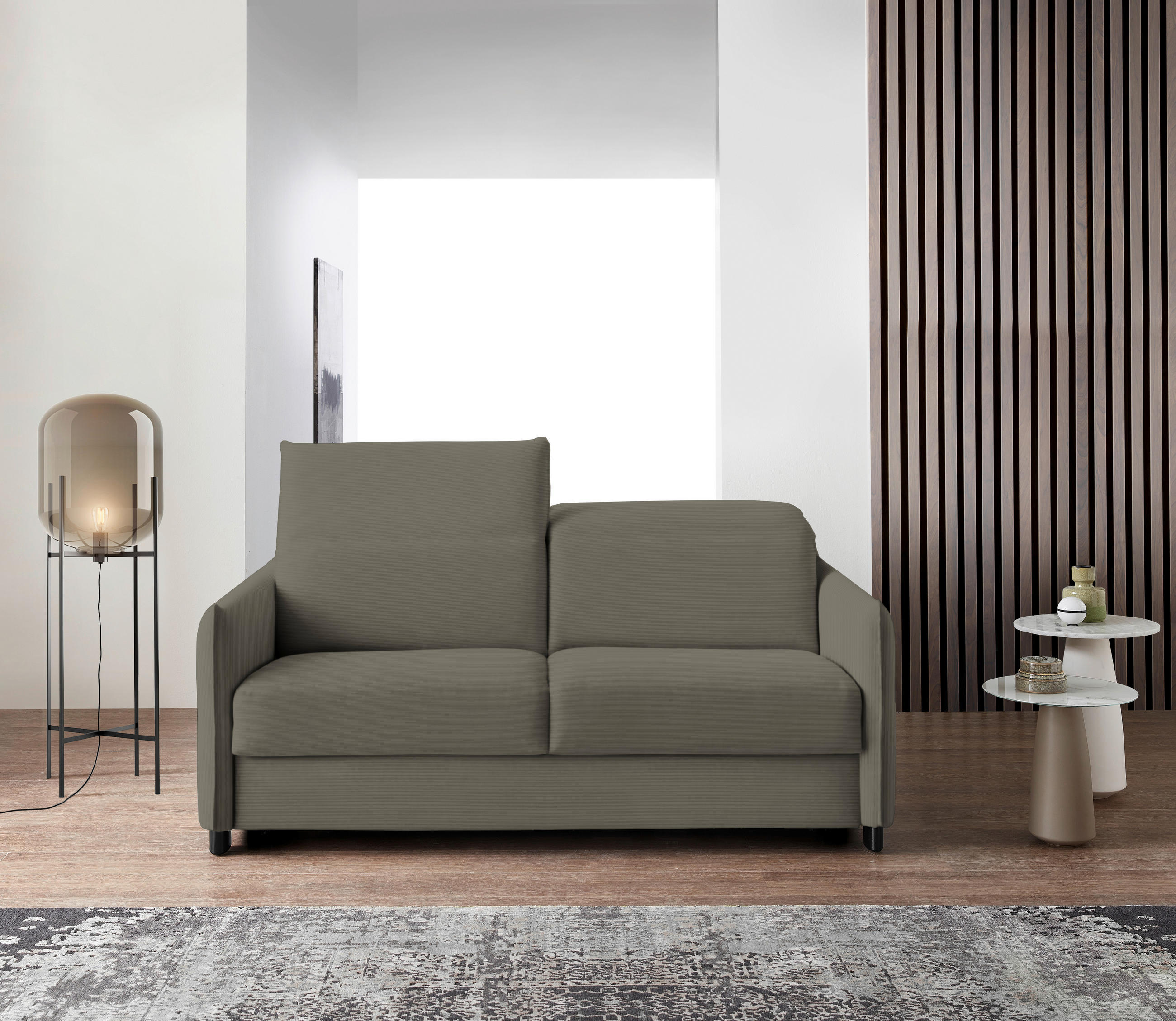 SCHLAFSOFA in Cord, Velours Graubraun  - Graubraun/Schwarz, KONVENTIONELL, Textil/Metall (188/84-105/100cm) - Bali