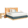 BOXSPRINGBETT 180/200 cm  in Zirbelkieferfarben, Blaugrau  - Zirbelkieferfarben/Blaugrau, Natur, Holz/Textil (180/200cm) - Valnatura