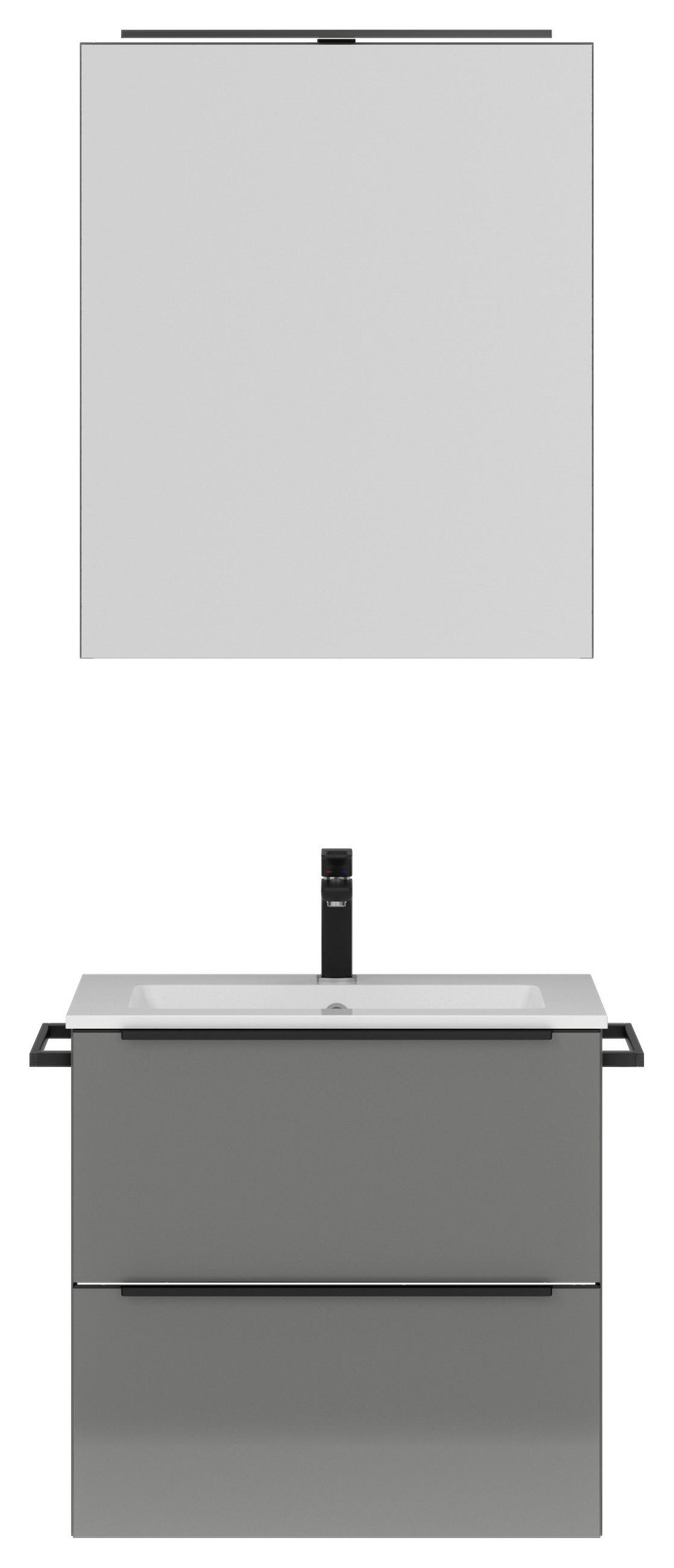 BADEZIMMER  in 61 cm  - Schieferfarben/Schwarz, MODERN, Holzwerkstoff/Stein (61cm) - Nobilia