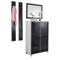 GARDEROBE 4-teilig  in 135/195/37 cm  - Weiss/Anthrazit, Design, Glas/Holzwerkstoff (135/195/37cm)