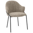 ARMLEHNSTUHL  Lederauswahl, Stoffauswahl beflockt  - Anthrazit/Hellgrau, Design, Textil/Metall (55/84/55cm) - Belluti