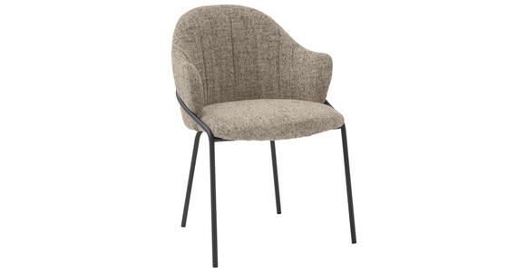 ARMLEHNSTUHL  Lederauswahl, Stoffauswahl beflockt  - Anthrazit/Hellgrau, Design, Textil/Metall (55/84/55cm) - Belluti