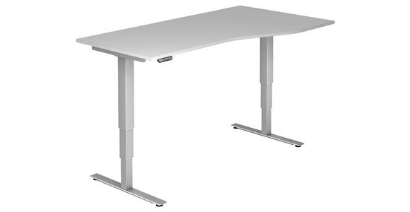 SCHREIBTISCH höhenverstellbar  - Silberfarben/Grau, KONVENTIONELL, Holzwerkstoff/Metall (180/80-100/63,5-128,5cm) - Venda