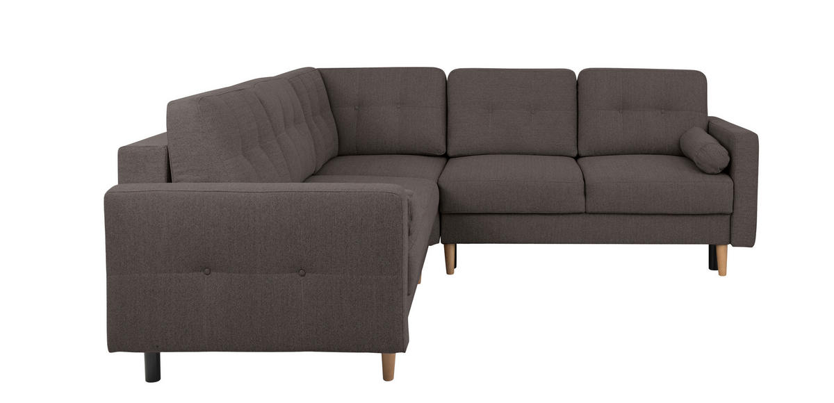 ECKSOFA in Grau  - Buchefarben/Grau, Design, Holz/Textil (242/242cm) - MID.YOU