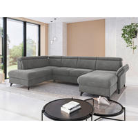 WOHNLANDSCHAFT GLENDALE E in Flachgewebe Grau  - Schwarz/Grau, KONVENTIONELL, Textil/Metall (193/321/166cm) - Sit & More