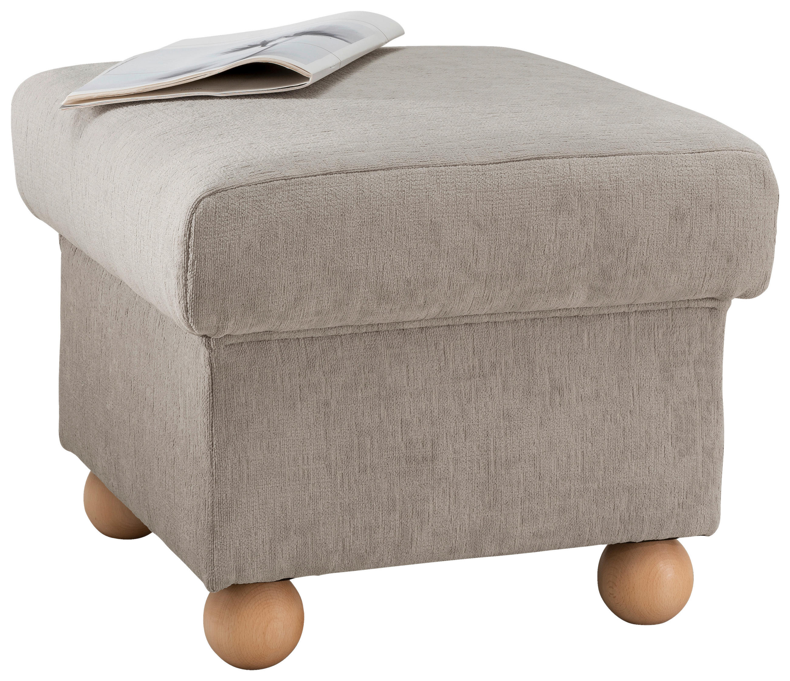 HOCKER Mikrofaser Taupe  - Taupe/Wildeiche, KONVENTIONELL, Holz/Textil (56/46/56cm) - Livetastic