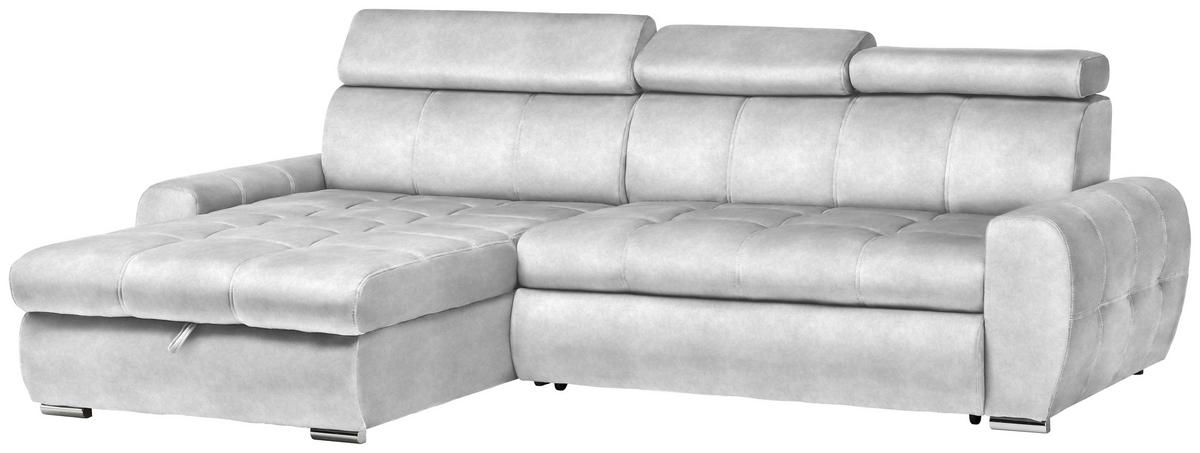 ECKSOFA in Velours Hellgrau  - Chromfarben/Hellgrau, Design, Kunststoff/Textil (173/276cm) - Stylife