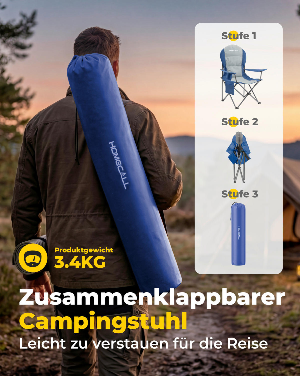CAMPINGSESSEL - Blau/Silberfarben, Basics, Textil/Metall (84/110/60cm) - Modante