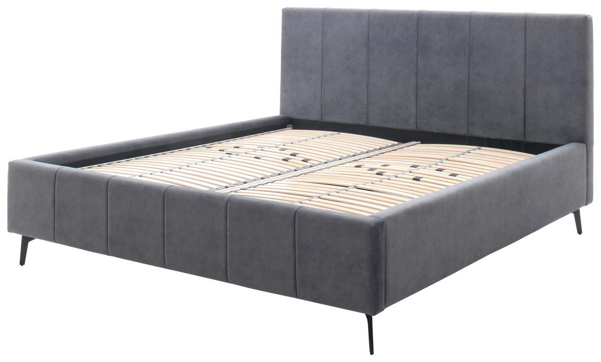 POLSTERBETT 160/200 cm  in Anthrazit  - Birkefarben/Anthrazit, Konventionell, Holz/Textil (160/200cm) - Boxxx