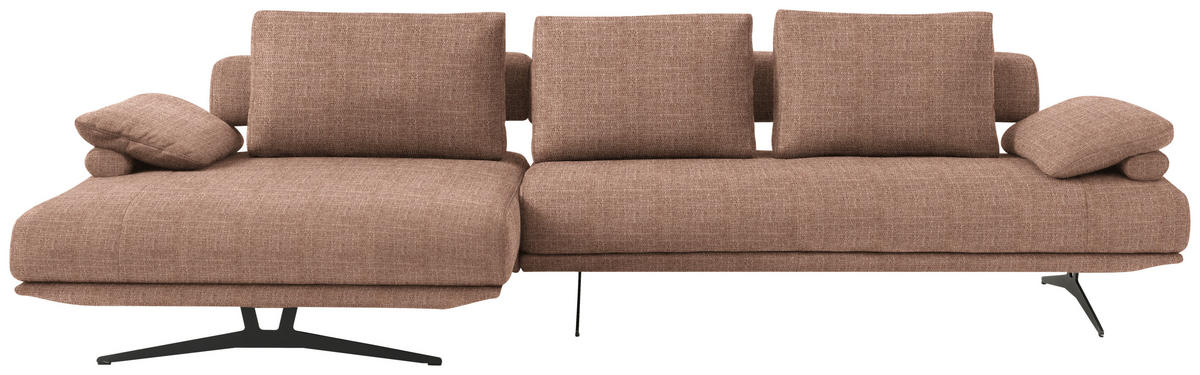 ECKSOFA in Chenille Hellbraun  - Hellbraun/Schwarz, Design, Textil/Metall (168/334cm) - Dieter Knoll