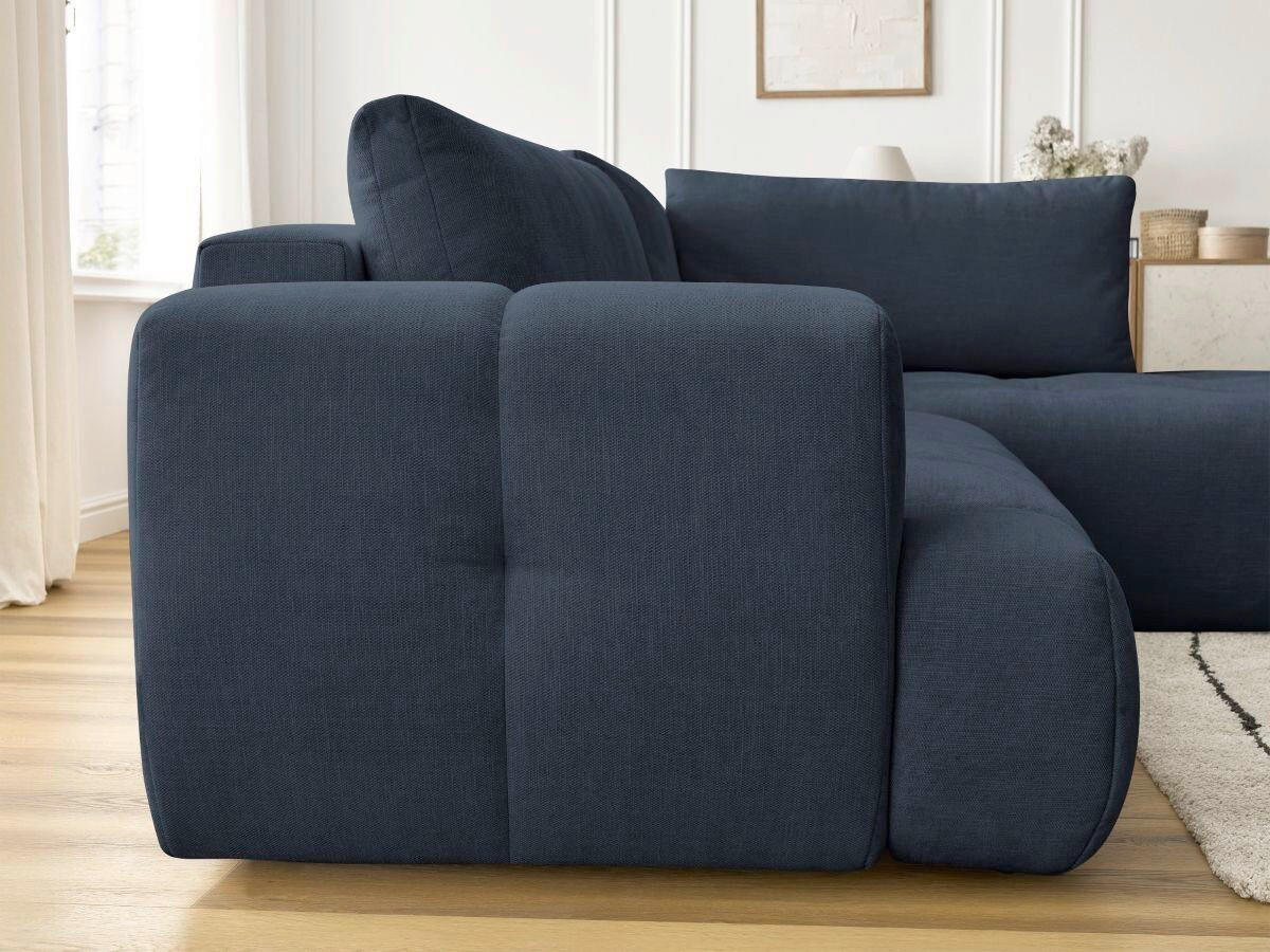 ECKSCHLAFSOFA FUJI Leinenoptik Dunkelblau  inkl.  - Schwarz/Dunkelblau, MODERN, Kunststoff/Textil (282/204cm)