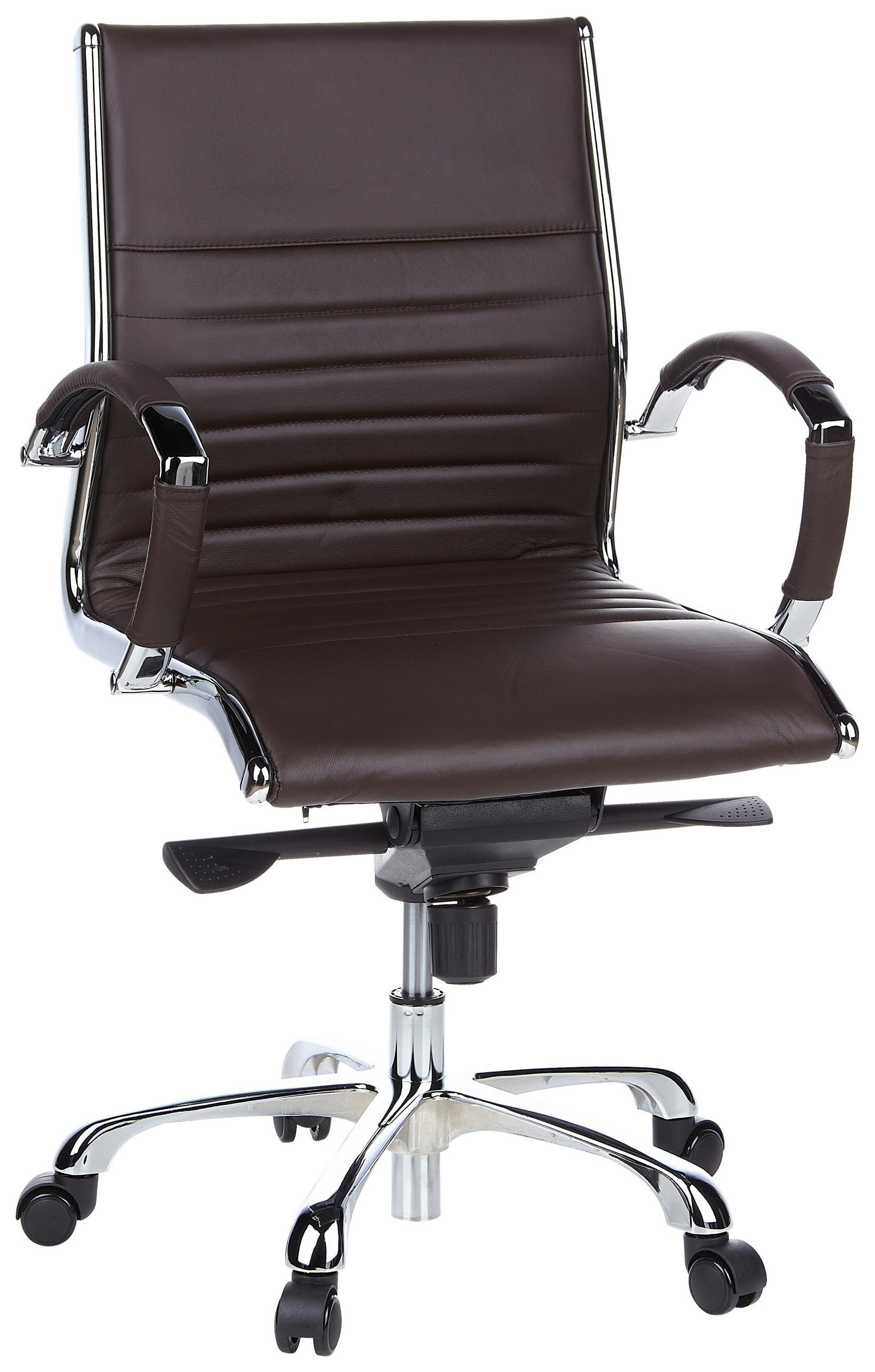 DREHSTUHL Lederlook Chromfarben, Dunkelbraun  - Chromfarben/Dunkelbraun, MODERN, Leder/Kunststoff (60/111/50cm) - MID.YOU