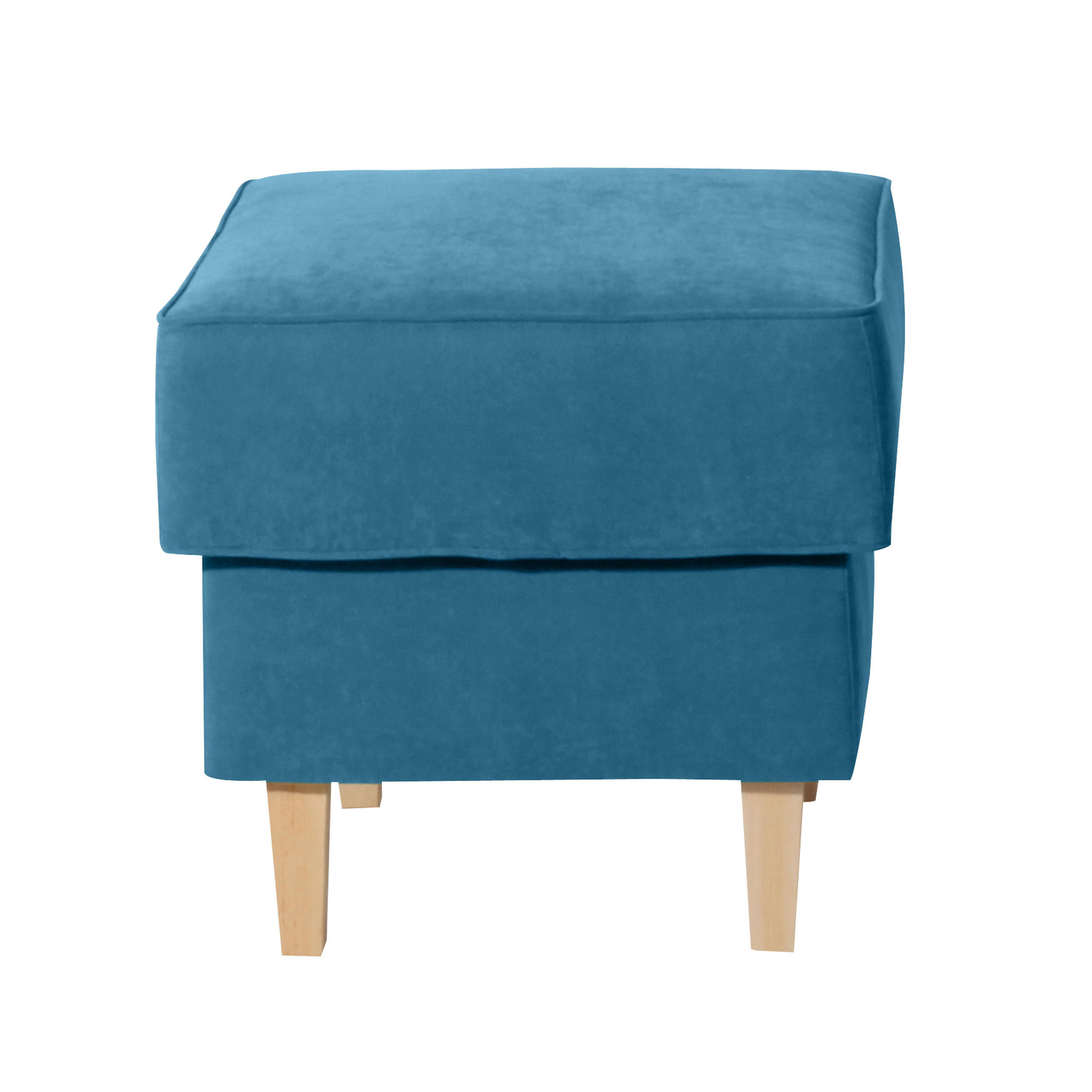 HOCKER in Textil Petrol  - Buchefarben/Petrol, Design, Holz/Textil (53/45/53cm) - Max Winzer