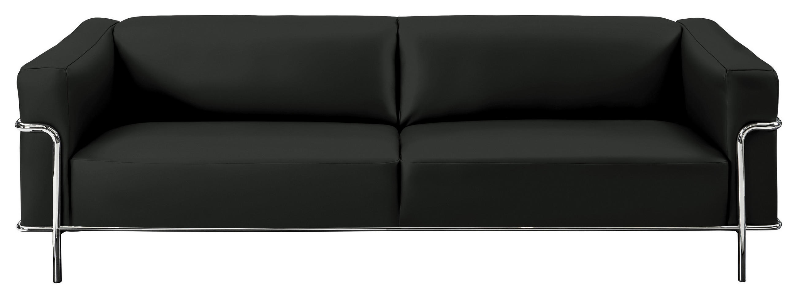 3-SITZER-SOFA in Echtleder Dunkelgrau, Fango  - Chromfarben/Fango, Design, Leder/Metall (236/67/96cm) - Johann Jakob
