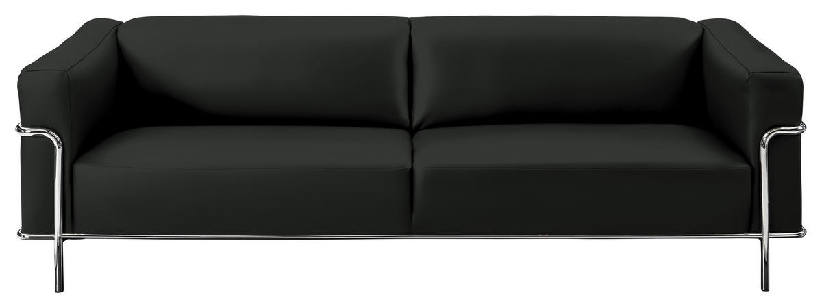 3-SITZER-SOFA in Echtleder Dunkelgrau, Fango  - Chromfarben/Fango, Design, Leder/Metall (236/67/96cm) - Johann Jakob