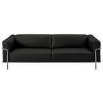 3-SITZER-SOFA in Echtleder Dunkelgrau, Fango  - Chromfarben/Fango, Design, Leder/Metall (236/67/96cm) - Johann Jakob