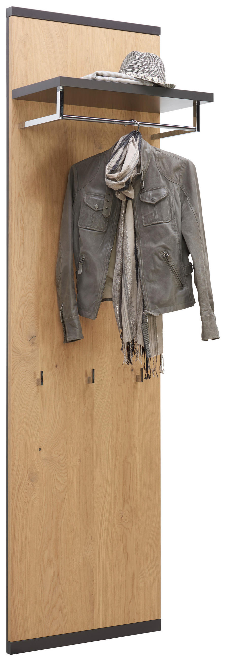 GARDEROBENPANEEL in 60/219/36,1 cm - Chromfarben/Eichefarben, Design, Holz/Holzwerkstoff (60/219/36,1cm) - Invivus