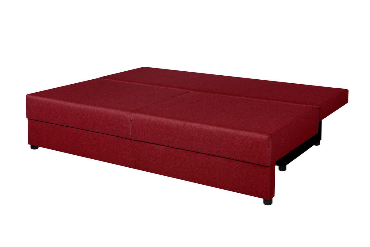 SCHLAFSOFA  mit Liegefunktion, Rücken echt Rot  - Rot/Schwarz, Design, Kunststoff/Textil (190/80/75cm) - P & B