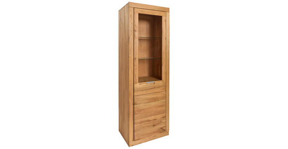 VITRINE in massiv Wildeiche Wildeiche  - Wildeiche/Alufarben, Natur, Glas/Holz (65/192/42cm) - Carryhome