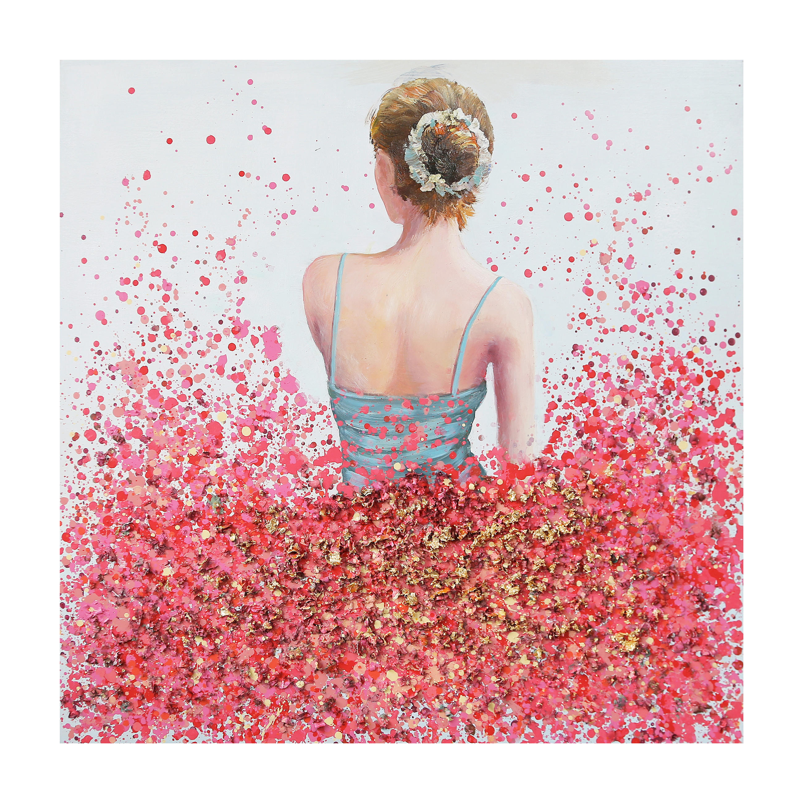 ULJANA SLIKA  85/85 cm       - pink/bela, Lajfstajl, drvo/tekstil (85/85cm) - Monee