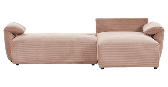 ECKSOFA Altrosa Cord Rückenkissen, Schlaffunktion, Rücken echt, Stauraum, Liegefläche im Originalstoff  - Schwarz/Altrosa, KONVENTIONELL, Kunststoff/Textil (266/180cm) - Carryhome