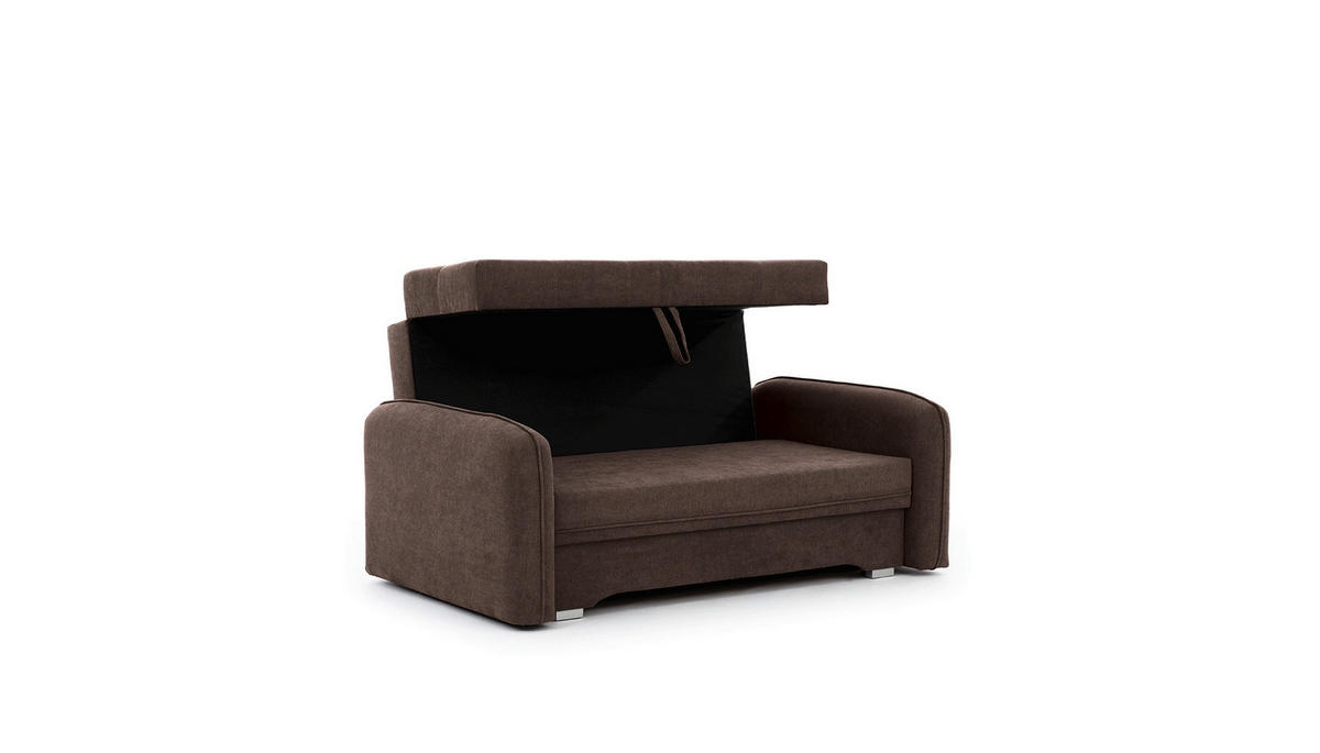 SCHLAFSOFA in Chenille Braun  - Silberfarben/Braun, Design, Kunststoff/Textil (155/105/75cm) - MID.YOU