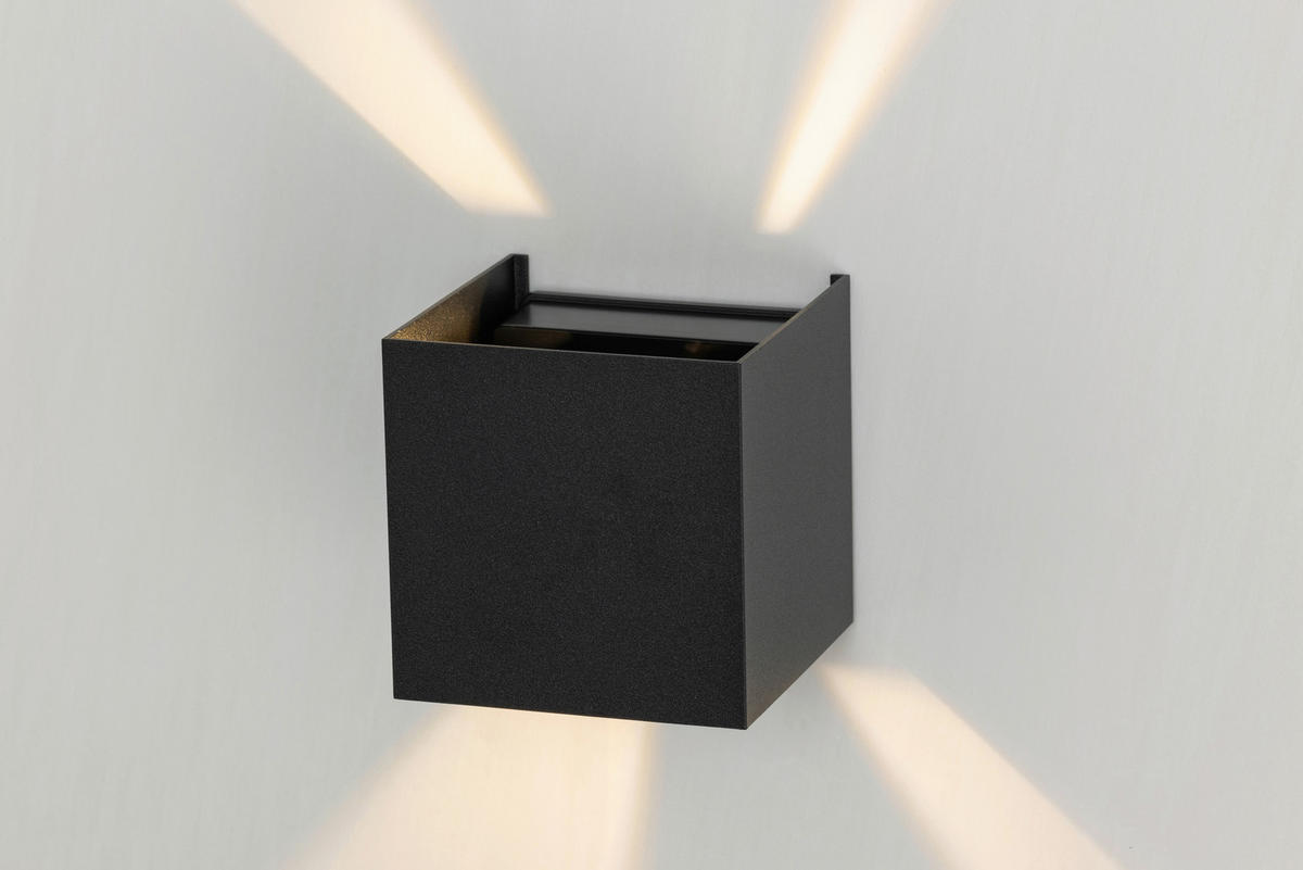 LED-WANDLEUCHTE 10/10/10 cm   - Schwarz, Basics, Kunststoff/Metall (10/10/10cm) - Novel