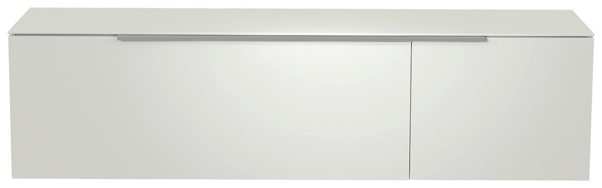 LOWBOARD  in 160/41/45 cm  - Weiss/Alufarben, Design, Glas/Holzwerkstoff (160/41/45cm) - Moderano