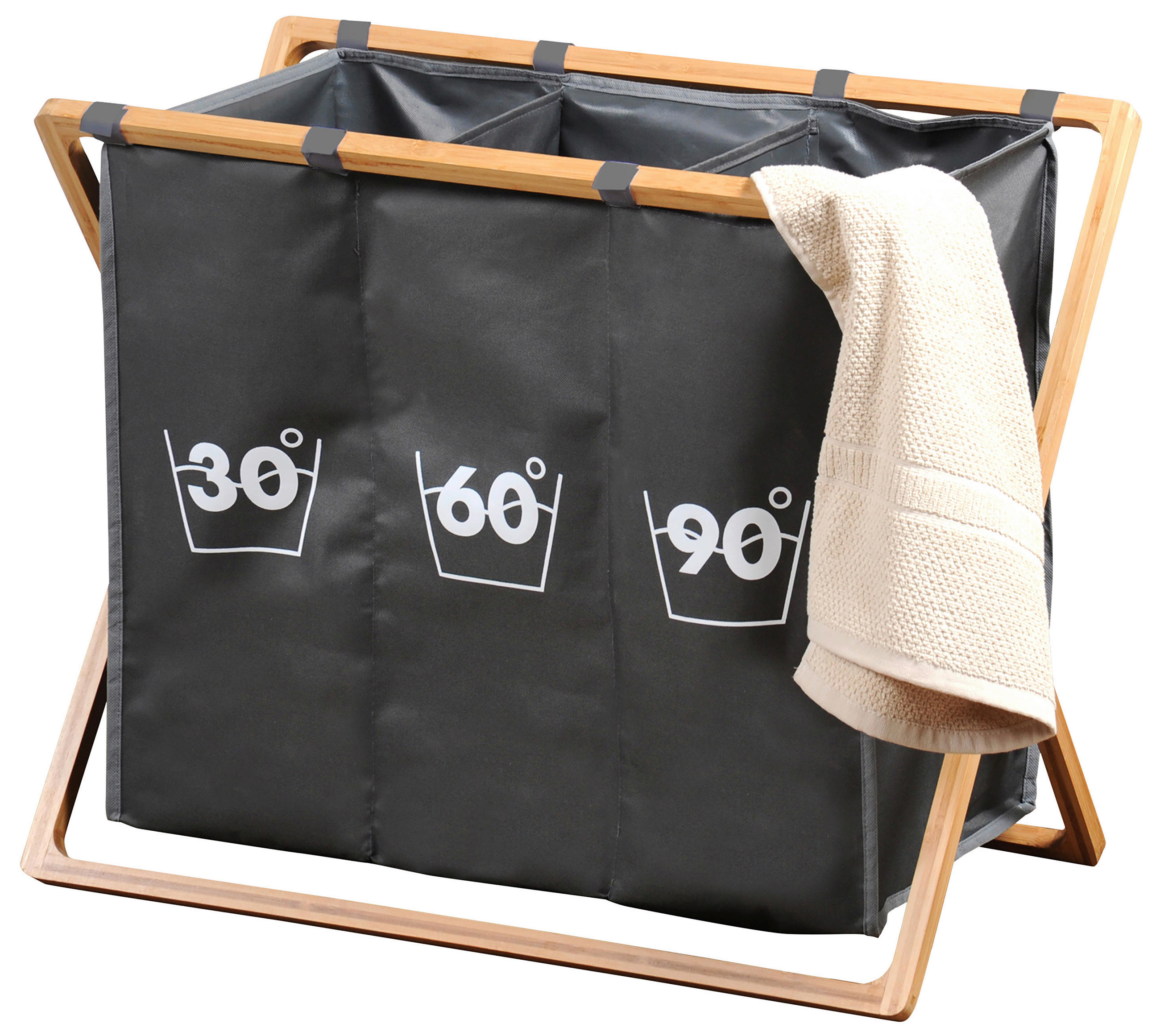 WÄSCHESACK - Grau, MODERN, Holz/Kunststoff (63/38/57cm) - Kesper