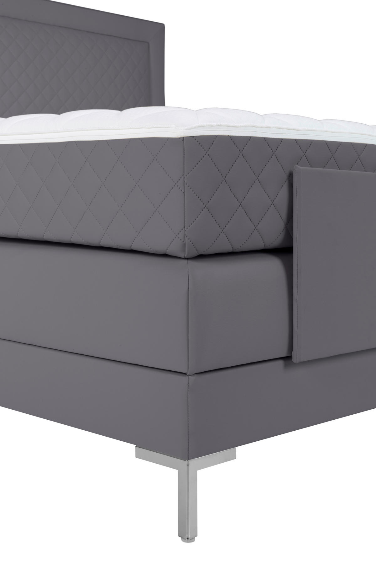 BOXSPRINGBETT 180/200 cm  in Grau  - Alufarben/Grau, Design, Textil/Metall (180/200cm) - Welnova