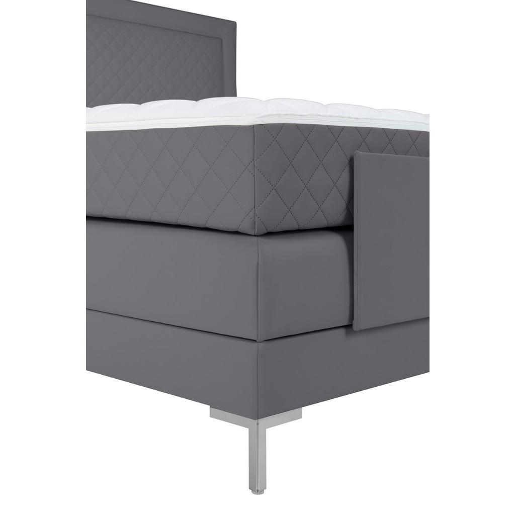Thumbnail - Welnova Boxspringbett, Grau, Textil, H3, 7-Zonen, Höhe ca. 21 cm, 180x200 cm, gepolstertes Kopfteil, in verschiedenen Gr...