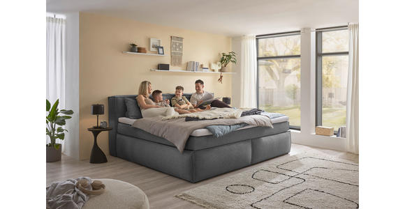FAMILIENBOXSPRINGBETT - Dunkelgrau/Schwarz, LIFESTYLE, Kunststoff/Textil (240/200cm) - Esposa
