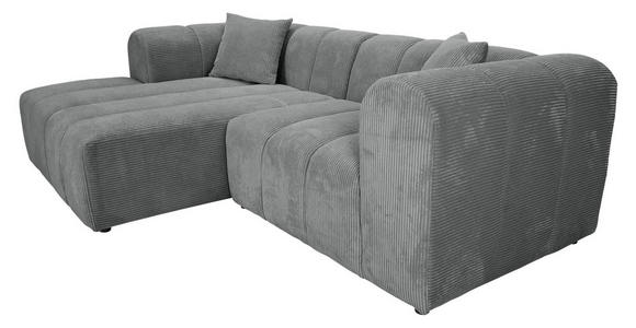 ECKSOFA Dunkelgrau Cord Zierkissen, Rücken echt  - Dunkelgrau/Schwarz, KONVENTIONELL, Kunststoff/Textil (162/250cm) - Carryhome