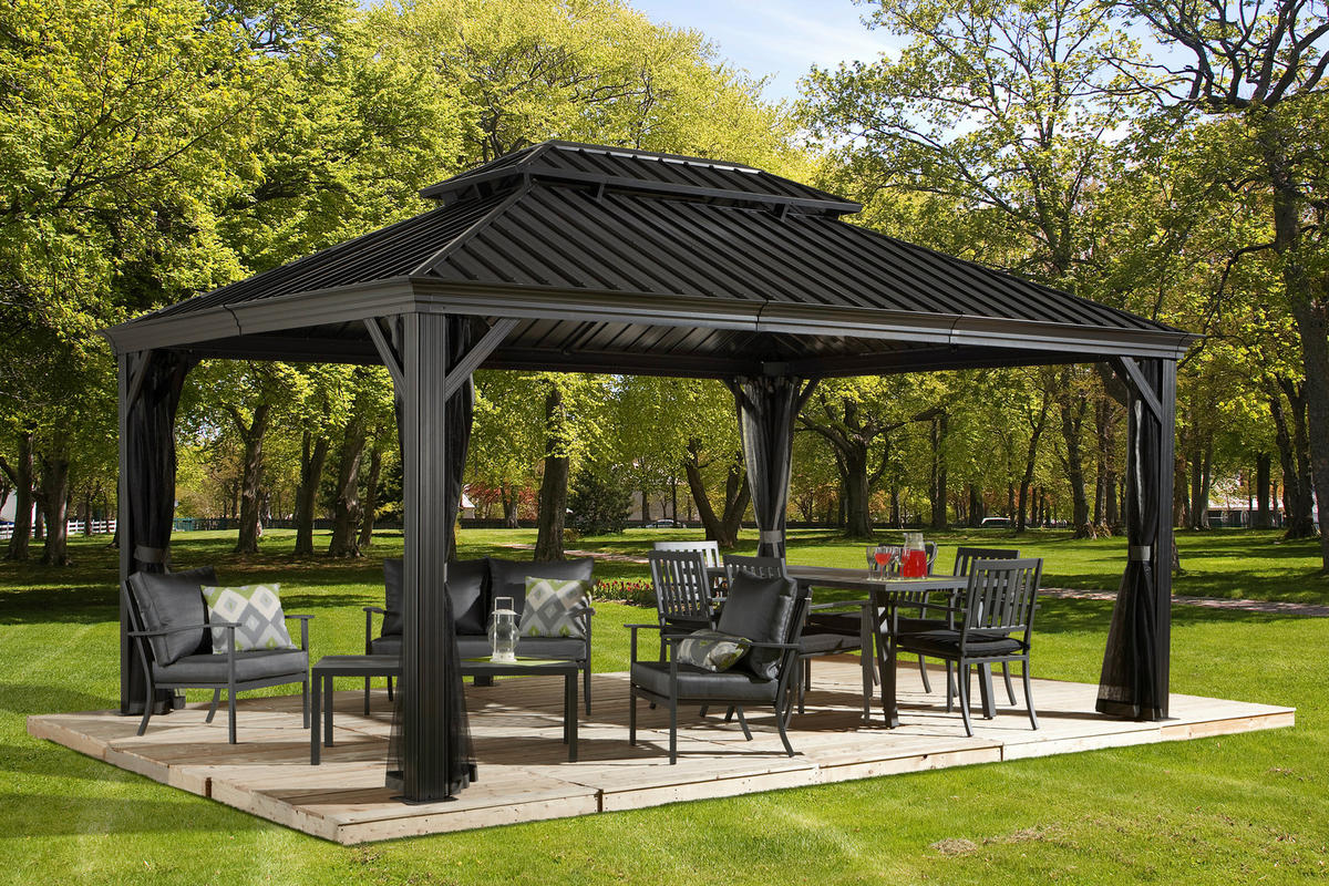 PAVILLON 483/307/363 cm Stahl  - Anthrazit, Basics, Metall (483/307/363cm)