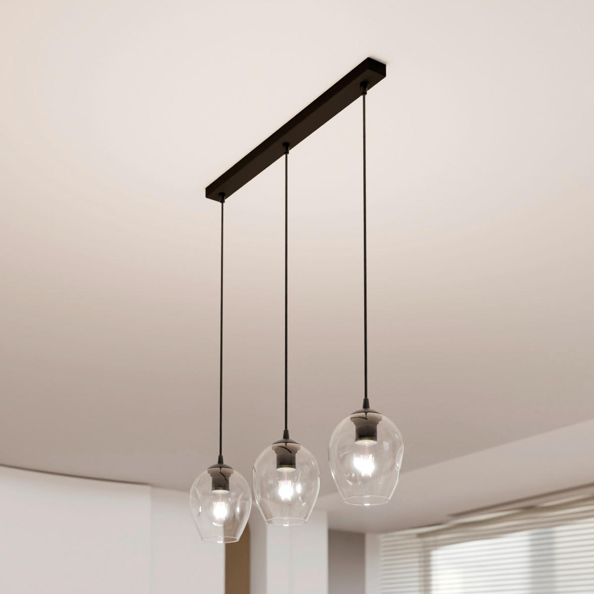 HÄNGELEUCHTE  70/14/100 cm    - Schwarz, KONVENTIONELL, Glas/Metall (70/14/100cm)